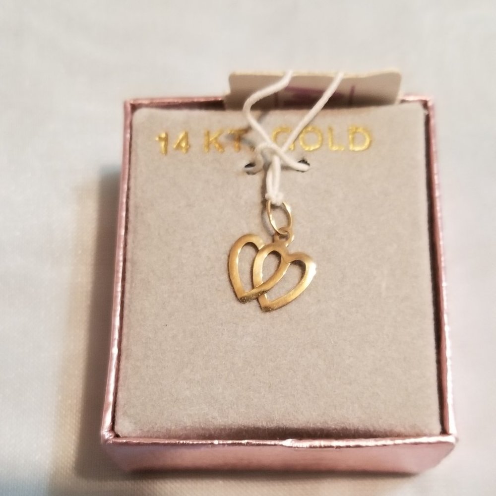 14k Gold Double Heart Pendant